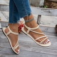 thumbnail image 5 of SBYOJLPB Sandals for Women's Fashionable Casual Wear Round-Headed Open-Toe Beach Flat Thin Strap Roman Sandals, 5 of 8