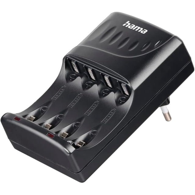 Cargador de batería, para AA y AAA (para 2 o 4 Pilas Recargabl NiMH AA o AAA, Cargador de batería, Apagado automático, LED), Color Negro