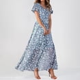 thumbnail image 4 of Womens Floral Maxi Dress Casual V Neck Short Sleeve Flowy Beach Wedding Guest Long Dresses, 4 of 8
