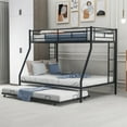 thumbnail image 3 of Bunk Bed with Two-Side Ladders, Twin over Full Bed with Sturdy Steel Frame, Metal Bunk Bed with Twin Size Trundle for Apartment Bedroom Dormitory, No Box Spring Needed, Black, 3 of 7