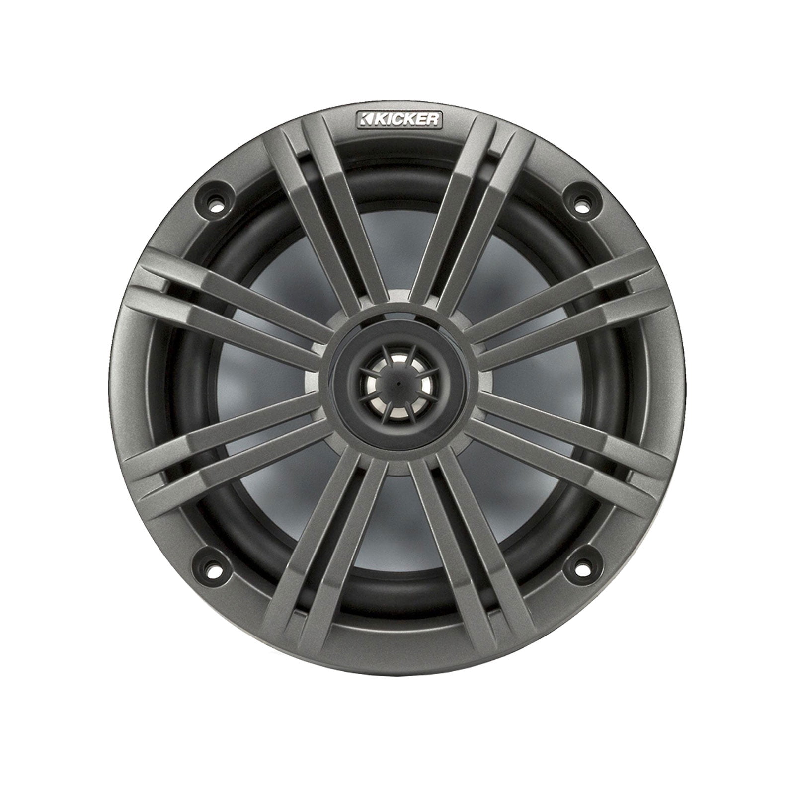 2 Pair (QTY 4) of Kicker 6.5" 2-Way 195 Watts Max Power Coaxial Marine Audio Speakers with Charcoal Grilles, 50 Feet 16-Gauge Speaker Wire