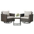 thumbnail image 3 of POCASSY Outdoor Swivel Chairs Set of 2 with Square Metal Side Table, Patio Bistro Set for Porch, Garden, Beige, 3 of 8