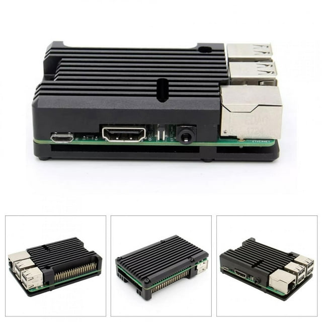 Greensen Boîtier de Carte Mère, Boîtier de Refroidissement en Alliage d'Aluminium pour Raspberry Pi, Noir, Compatible avec Raspberry Pi 3ème Modèle B 2b/3b+