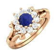 thumbnail image 2 of 4.5MM Round Lapis 925 Silver Rose Plated Cluster Women Valentines Day Gifts Ring, 2 of 4