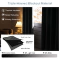 thumbnail image 2 of OVZME Kalme Black Blackout Curtains 63 Inch Length, 2 Panels Set Grommet Thermal Insulated Room Darkening Window Drapes for Bedroom and Living Room, Each W40xL63 Inch, Black, 2 of 9