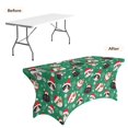 thumbnail image 4 of TSOVTHRID Cute Cat Christmas Hat Print Polyester Table Cover for 6ft Tables Fitted Stretch Tablecloth Wrinkle Resistant Table Cloth for Party, Banquet, Wedding, Events Christmas Decor, 4 of 7