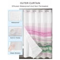 thumbnail image 2 of No Hook Cloth Fabric Shower Curtain with Snap in Liner, Pink Green Ombre Waterproof Shower Curtains Set with See Through Top Window, Abstract Modern Art Fluid Striped Bath Curtains Shower 54"x78", 2 of 6
