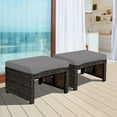 thumbnail image 2 of RELAX4LIFE 2-Piece Wicker Outdoor Ottoman, Rattan Footrest Set of 2 with Removable Cushions, 3-in-1 Foot Stool, Side Table & Additional Seating, Outdoor Footstools for Patio Backyard (Grey), 2 of 9