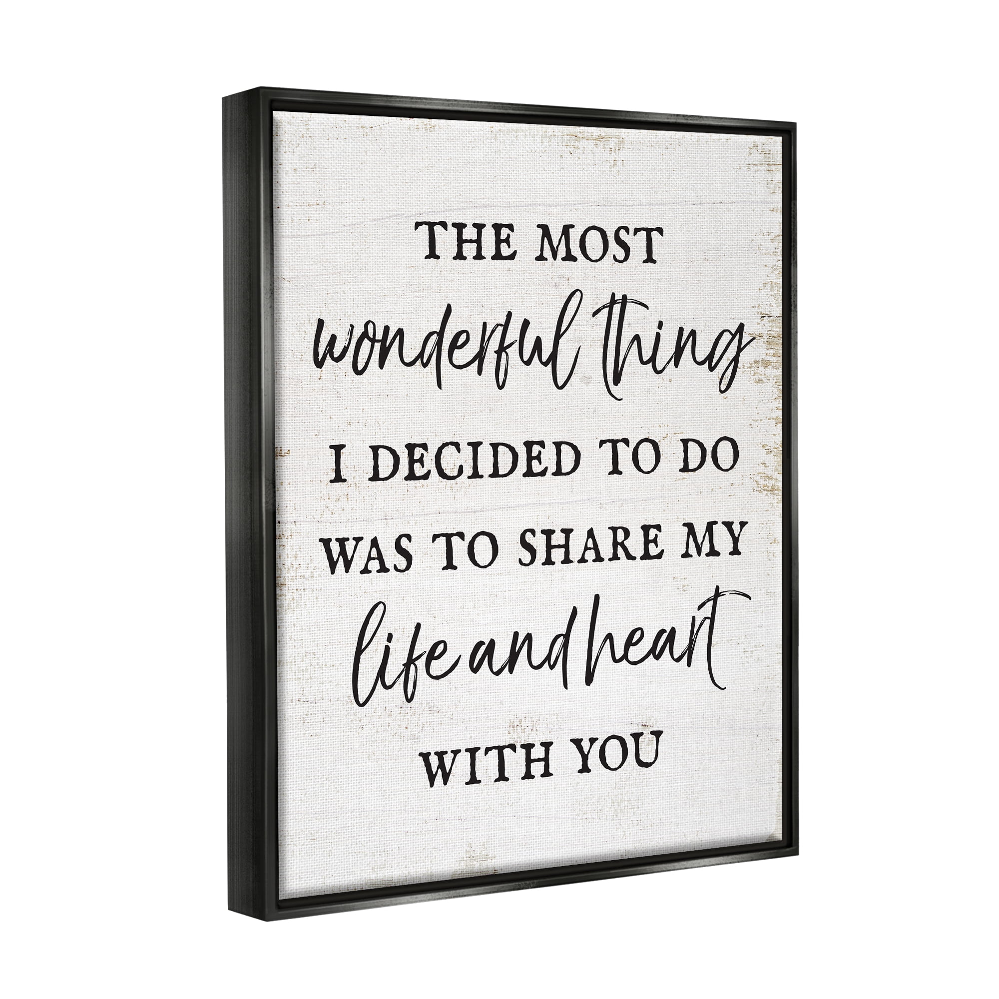 Stupell Industries Life & Heart With You Romance Inspirational Painting Black Floater Framed Art Print Wall Art
