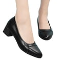 thumbnail image 4 of HSMQHJWE Low Heel Pump Shoes Women's Closed Toe Dressy Pump Formal Block Heeld Shoes for Party Wedding Leather Black 8, 4 of 7