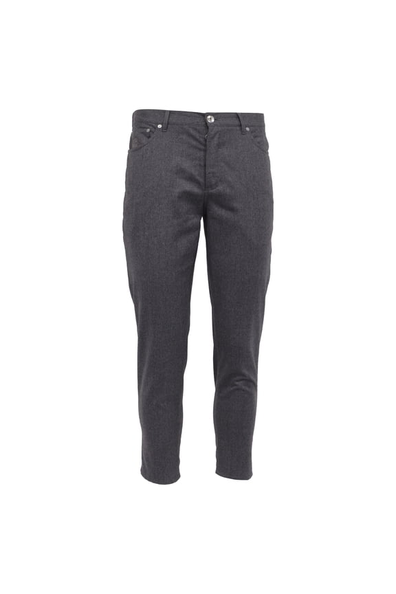 Pre-Owned Brunello Cucinelli Pinstripe Cropped Trousers in Grey Wool