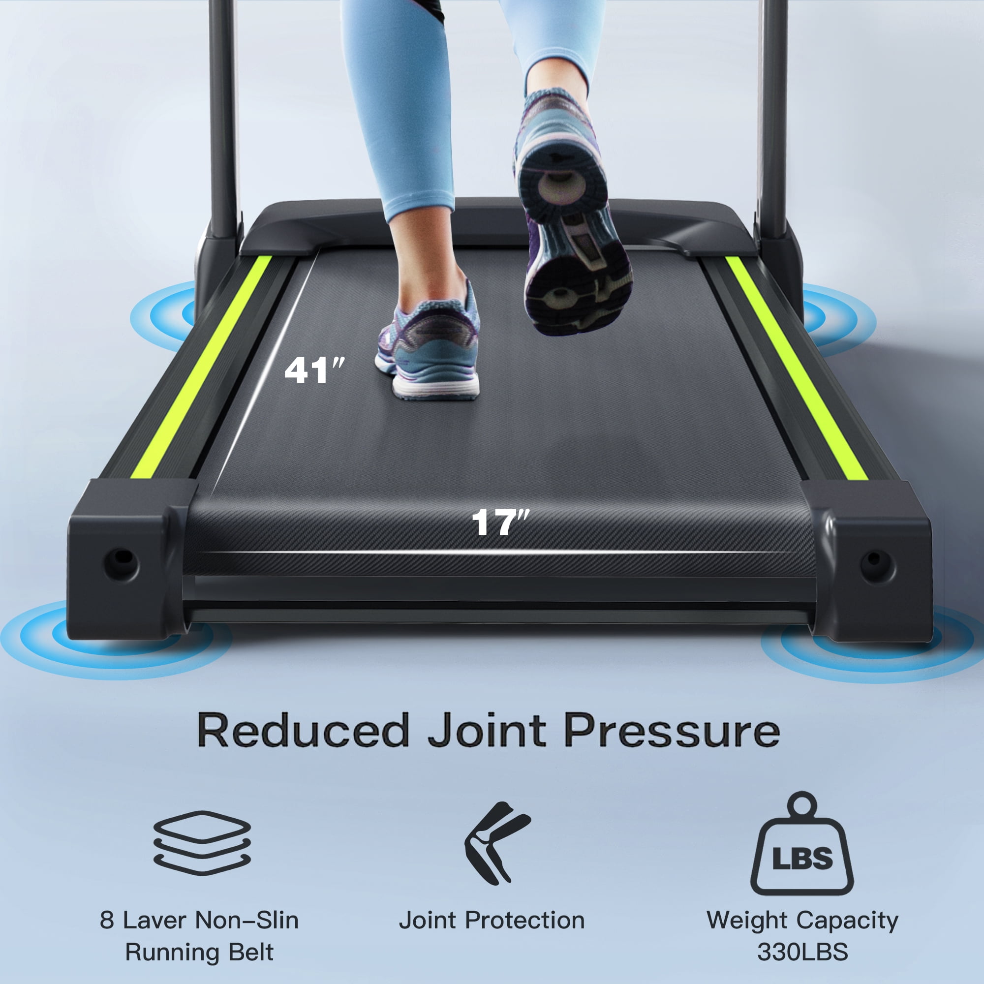 FYC 3.5HP Treadmill 330 LBS Capacity, Portable Electric for Home Running Walking Jogging, 12 Programs