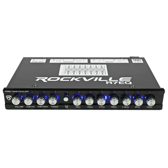 Rockville R7EQ 1/2 Din 7 Band Car Audio Equalizer EQ w/ Front, Rear   Sub Output