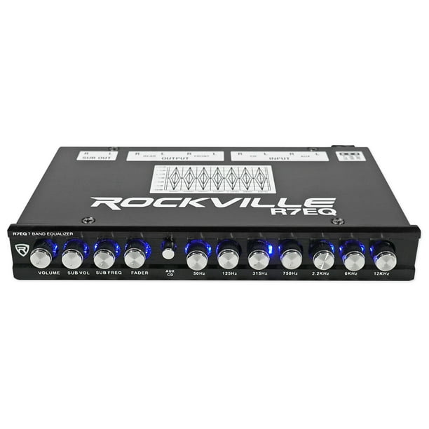 Rockville R7EQ 1/2 Din 7 Band Car Audio Equalizer EQ w/ Front, Rear