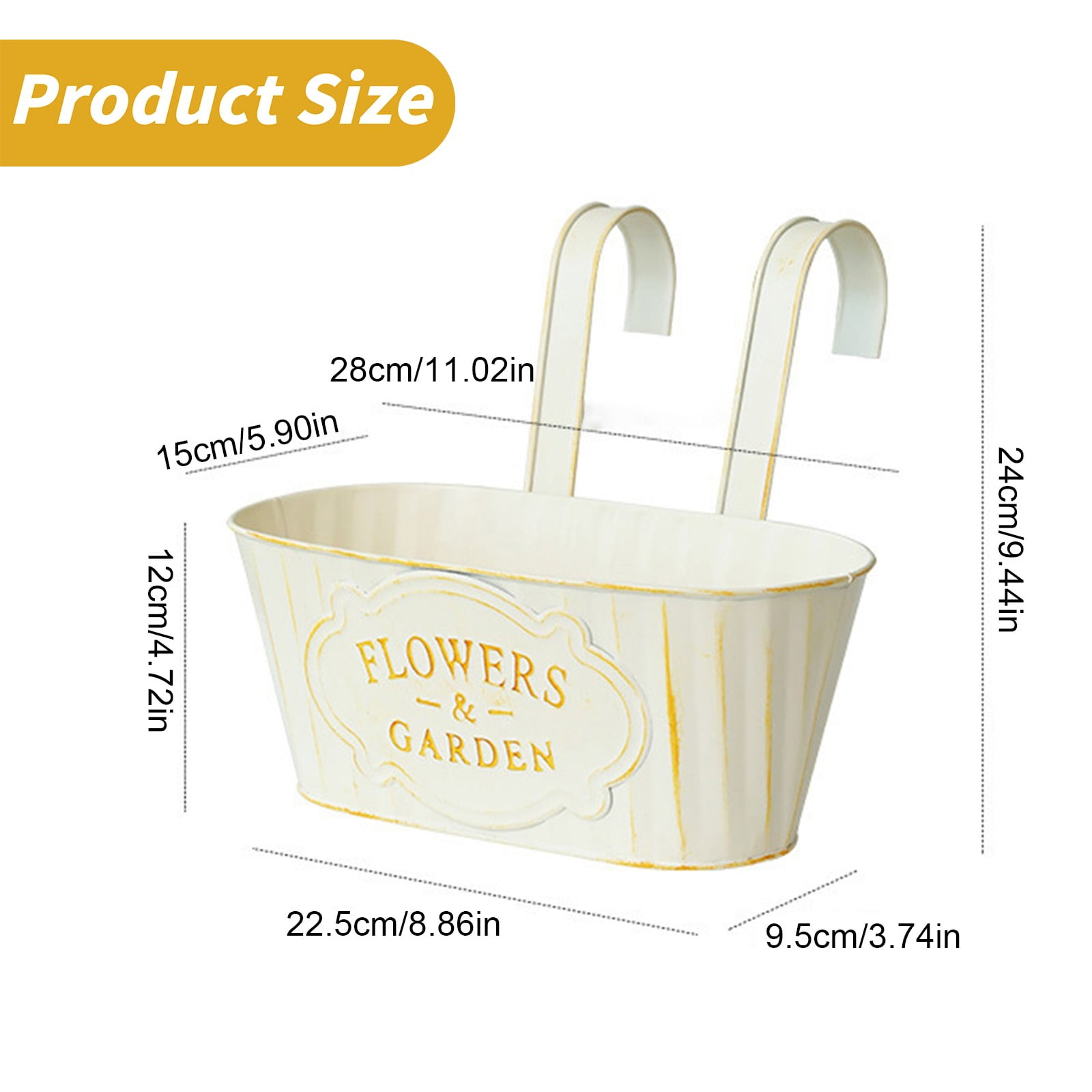 AUDeals Metal Hanging Flower Bucket Planter, Rust-Resistant Outdoor Fence and Balcony Décor with Drainage Holes, Decorative Box for Porch, Patio, and Vertical Gardens