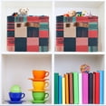 thumbnail image 6 of Yayeee 2 Pack Canvas Storage Basket with Handles for Shelves Fabric Bins Closet Organizer, Red Teal Plaid, 6 of 8