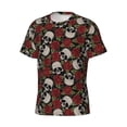 thumbnail image 3 of Rocae Red Rose Skull for Men's Moisture-Wicking Crew Tee - T-Shirt for Sports, Outdoor Activities, and Casual Wear, 3 of 9