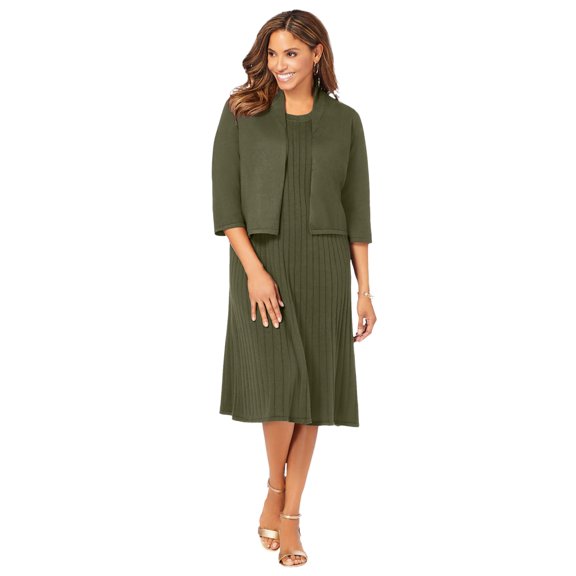 Jessica London Women's Plus Size 2-Piece Sweater Jacket Dress