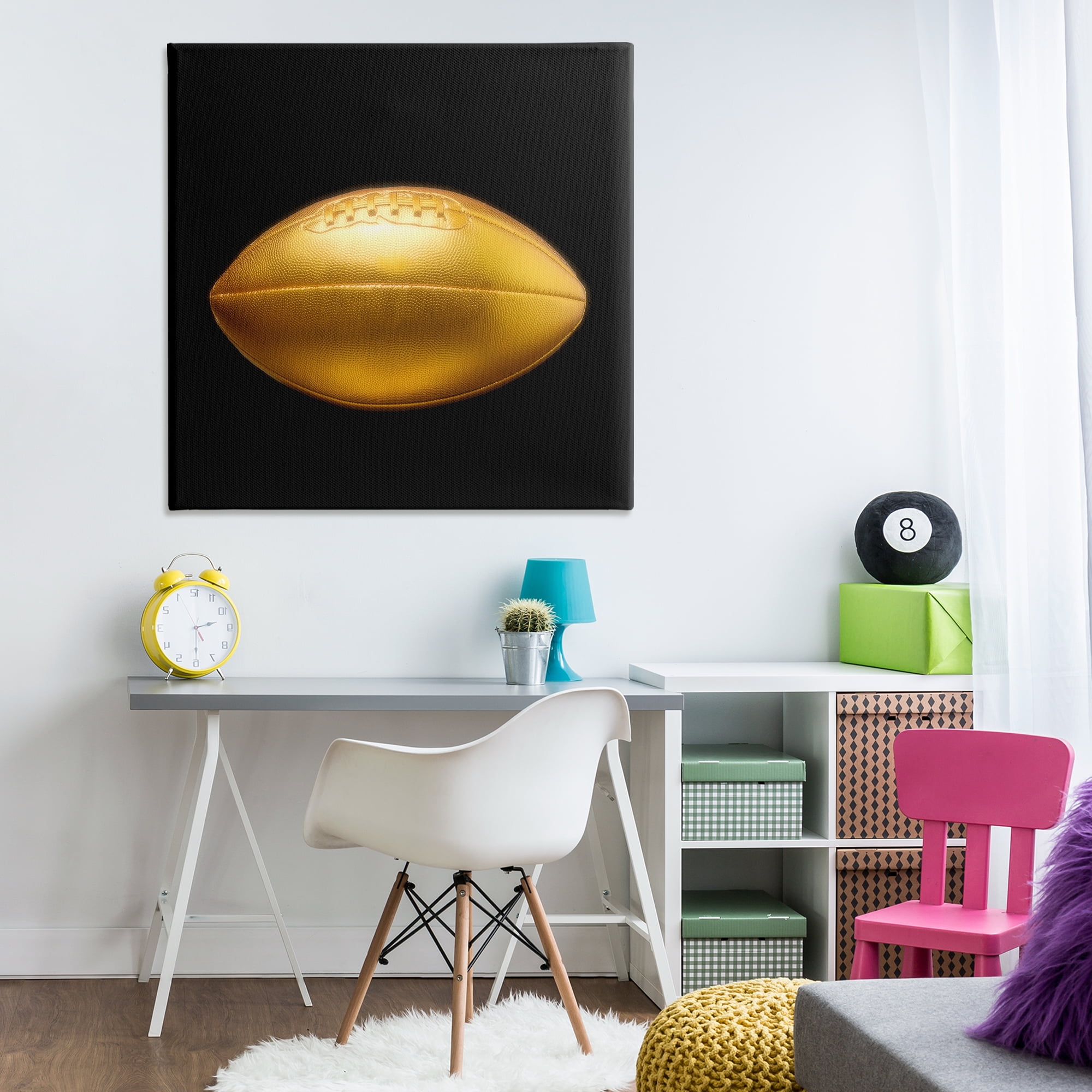 Stupell Industries Gold Designer Football Sports Painting Wrapped Canvas Art Print Wall Art, 36 x 36