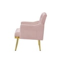 thumbnail image 3 of Velvet Accent Chair, Modern Upholstered Button Tufted Armchair with Golden Metal Legs, Comfy Single Sofa Chair Reading Club Chair with Side Pocket for Living Room Bedroom Office, Pink, 3 of 6