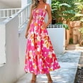thumbnail image 2 of Womens Summer Dresses Floral Sleeveless Smocked Maxi Dress Boho Spaghetti Strap A Line Flowy Beach Long Sundress Pink XL, 2 of 4