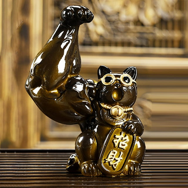 Big Muscle Figurine Statue, Feng Shui Resin Crafts Welcoming Wealth for Showcase A-Coffee Right