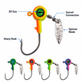thumbnail image 2 of 10-Pack Spinner Jig Heads for Crappie with Willow Leaf Blades, 1/8 oz & 1/16 oz Weighted Hooks, Freshwater and Saltwater Fishing Lures, 2 of 6