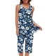 thumbnail image 2 of Conjunto de Ropa de Estar de Mujer Cuello Redondo Impresión Blusa sin Mangas Pantalones Cortos, Pantalones de Cintura Elástica para las Mujeres, 2 of 7