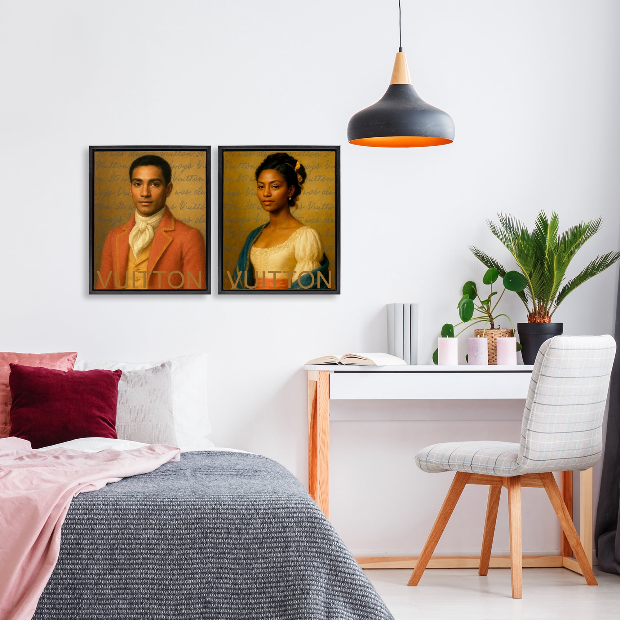 Stupell Industries Vintage Fashion Pair 2 Piece Black Framed Floater Canvas Set, design by Grotto Studios