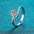 thumbnail image 5 of Anillo de copo de nieve con botón de plata 925, anillo de diamantes de Mosan de estilo retro artístico a la moda y sencillo, 5 of 5