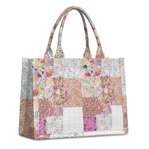Large Capacity Tote Bag,Pioneer Flower Floral Print Pattern Handbag Fashion Luxury Tote Bag,15.7"x13"x 5.1" Inches,Laptop Compatible