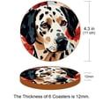 thumbnail image 3 of Spotted Dog Luxury Round Drink Coasters Set of 6pcs - Microfiber Leather Coasters 11x11 cm/4.3x4.3 in - Stylish Drink Coaster for Table, 3 of 6