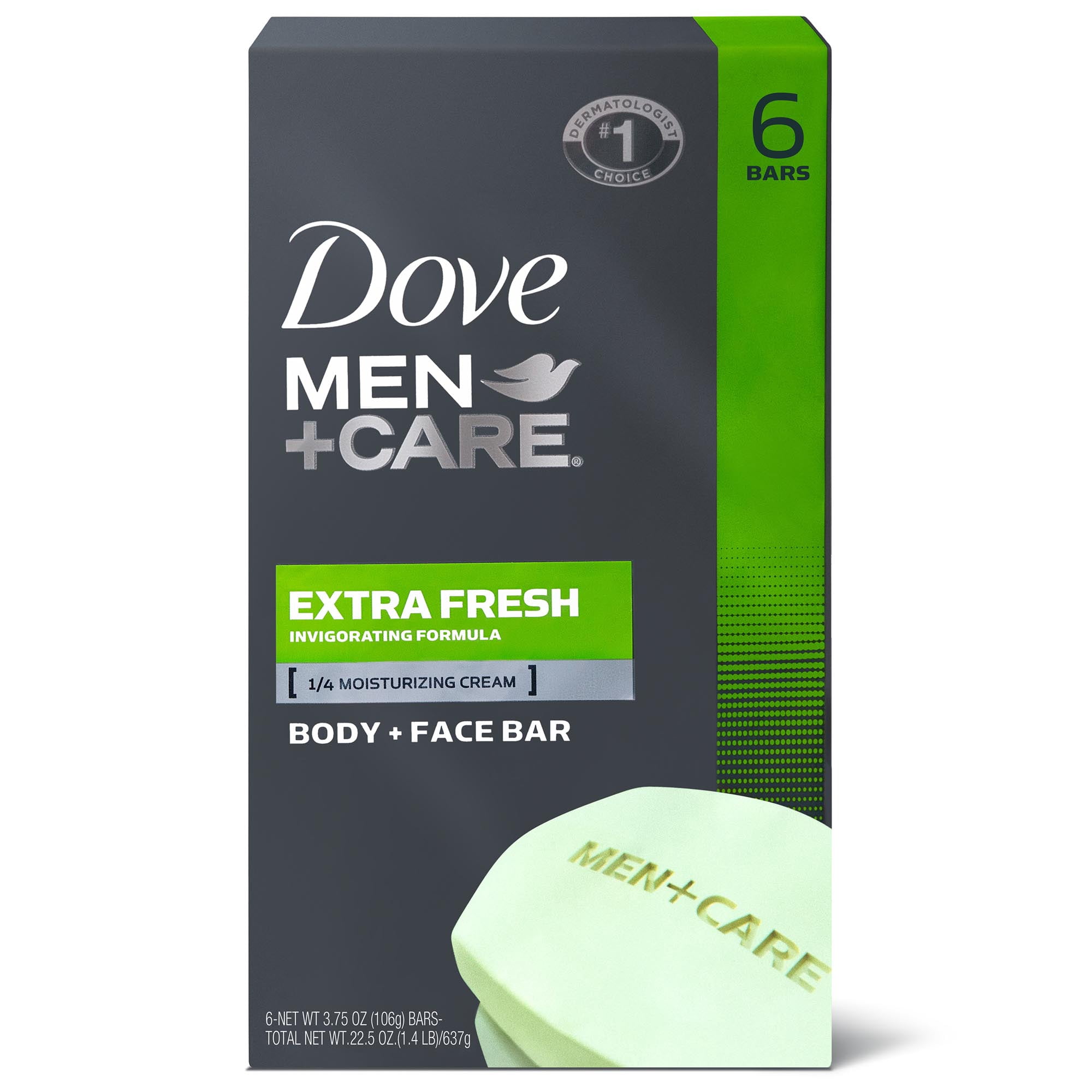 Dove Men+Care Bar 3 in 1 Cleanser for Body, Face, and Shaving Extra Fresh 3.75 oz 6 Bars