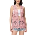 thumbnail image 1 of Women's Floral Crochet Lace Trim Open Front Cardigan, 1 of 5