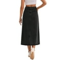 thumbnail image 3 of INSPIRE CHIC Women's Skirt Jean High Waist A-Line Thigh Split Midi Denim Skirt L Black, 3 of 6
