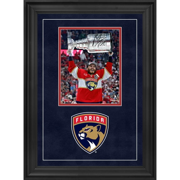 Matthew Tkachuk Florida Panthers Deluxe Framed Autographed 2024 Stanley Cup Champions 8" x 10" Raising Cup Photograph - Fanatics Authentic Certified