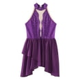 thumbnail image 3 of RUNQHUI Robe de Danse Lyrique pour Filles Enfants Sans Manches Dos Nu avec Strass Brillants Violet 8, 3 of 5