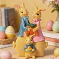thumbnail image 6 of 2PCS Easter Resin Bunny Family Figurine 3 Rabbits 3.54in Tabletop Decorations with Egg and Carrots, 6 of 8