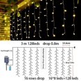 thumbnail image 3 of Guirnalda de luces LED solares con forma de carámbano, cortina de luces navideñas con USB, guirnalda de luces de hadas para bodas, fiestas, decoración de calles y patios, 5/6 m, 3 of 5