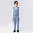 thumbnail image 7 of Boys Formal Dresswear Suit 6 PCS Gentlemen British Tuxedo Set its Blazer Dress Shirts Pants Vest Wedding Ring Bearer 2 Years, Blue, 7 of 7