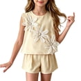 thumbnail image 2 of Amidoa Girls 2 Piece Outfits Summer Clothes Cute Tank Top and Casual Shorts Kids Clothing Sets Yellow Size 2T, 2 of 9
