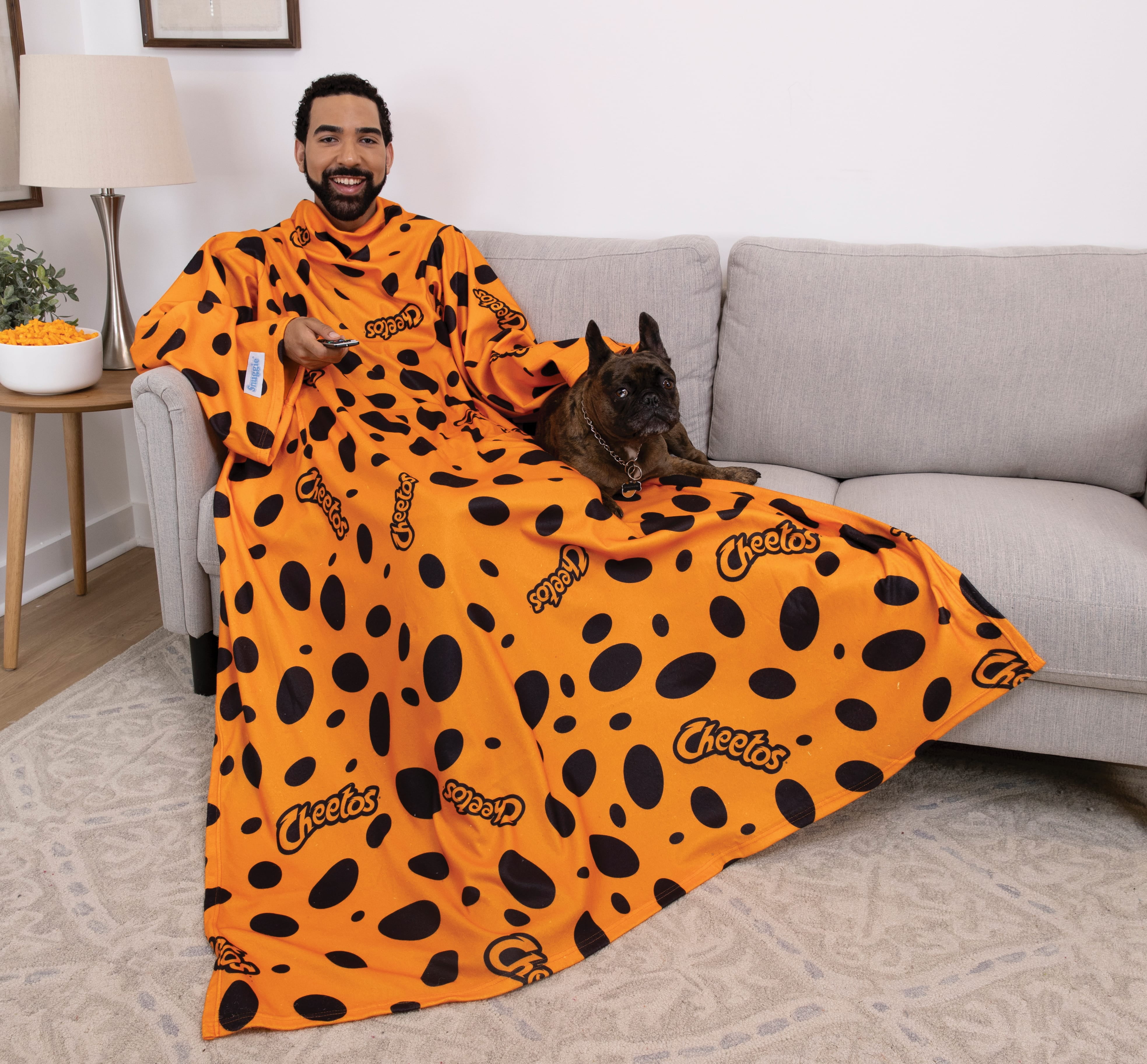 Snuggie Original Cozy Wearable Blanket Oversize Sleeves Feet Snuggle Super Soft Fleece Cheetos Design Walmart