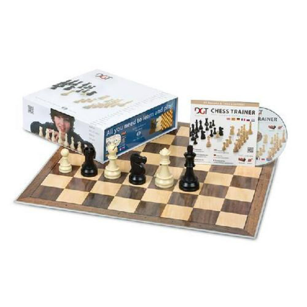 DGT Chess Box Blue chess pieces, folded chess board, chess trainer CD