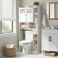 thumbnail image 3 of Zimtown Over the Toilet Bathroom Storage Cabinet with 2 Doors and 3 Storage Shelves& Side Storage, White, 3 of 16