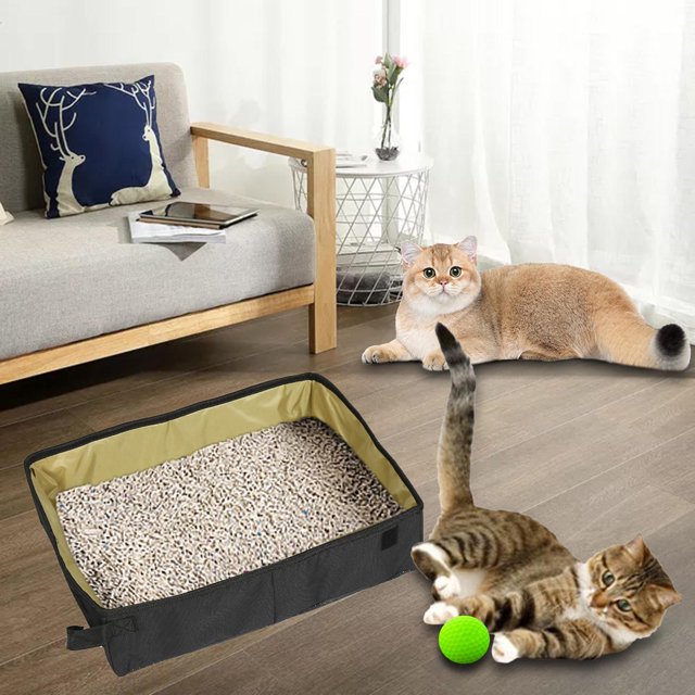Inodoro portátil para , arena plegable ligera, tela Oxford, suministros resistentes arañazos, accesorios para viajes en interiores , amarillo, s Salvador baño de gato