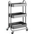 thumbnail image 1 of Carrito de Almacenamiento de Metal, Carrito de 3 Niveles con Ruedas, Estantes de Almacenamiento, Organizador de Utilidad, Organizador con 2 Ruedas Cerradura y Asas, Ahorrar Espacio (Gris), 1 of 4