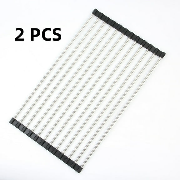 JunJuxs 2 PCS Roll Up Dish Drying Mat Over The Sink, 17" x 16" Foldable Kitchen Rack