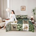 thumbnail image 5 of Manfei Cute Bear Patch 7-Piece Twin Bedding,Abstract Geometric Plaid Bedding Comforter Set,Green,Black Reversible, 5 of 7