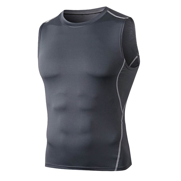 Chaleco deportivo informal de moda para hombre: camiseta sin mangas ajustada para fitness, poliéster