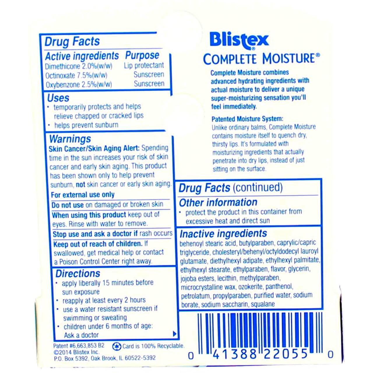 24 Pack Blistex, Complete Moisture Lip Protectant .15oz Each